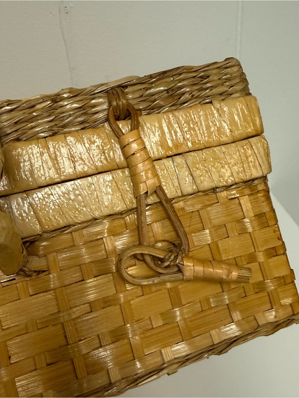 Vintage Woven Suitcase Basket | Natural Fiber Picnic Basket | Collected Home - Picture 7 of 14